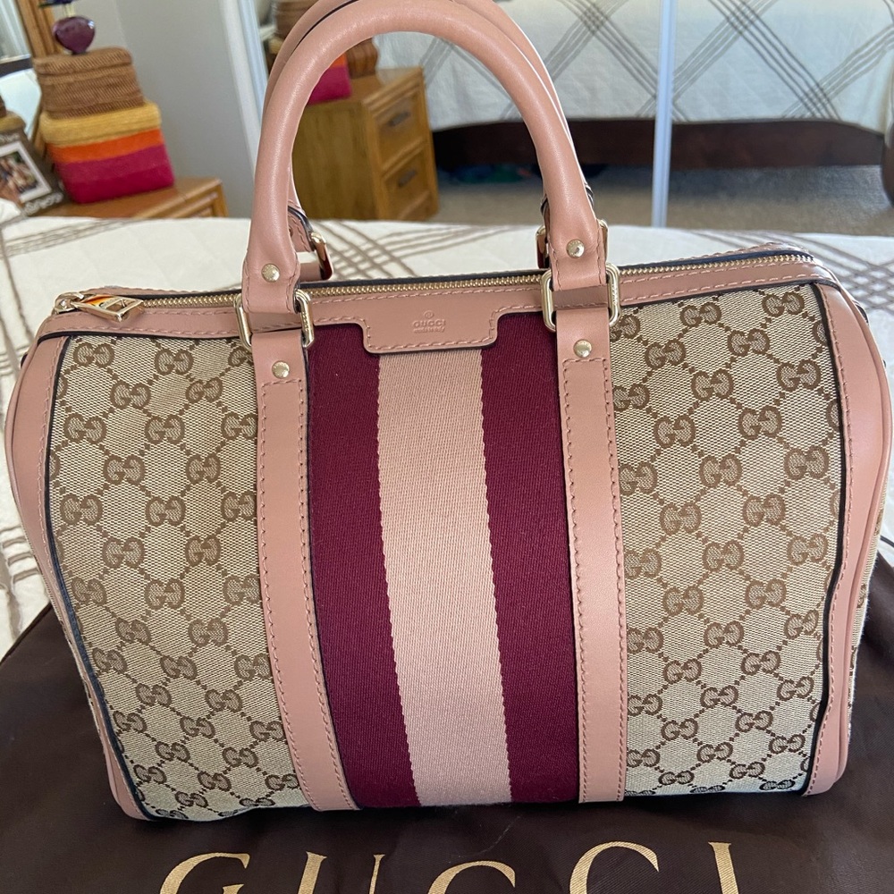 Rare Gucci Web Boston Bag Like New Condition💖